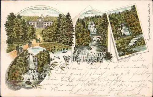 Ansichtskarte Kassel Cassel 4 Bild Litho Wilhelmshöhe, Schloss, Park 1898 