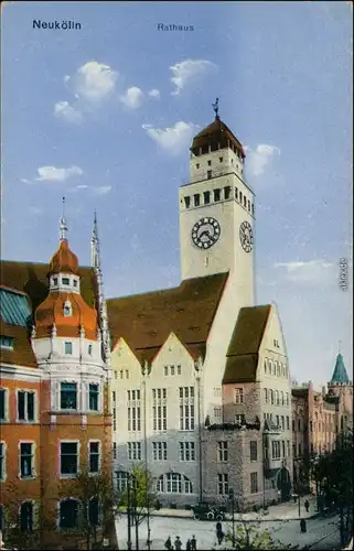 Ansichtskarte Neukölln-Berlin bis 1912 Rixdorf Straßenpartie - Rathaus 1914 