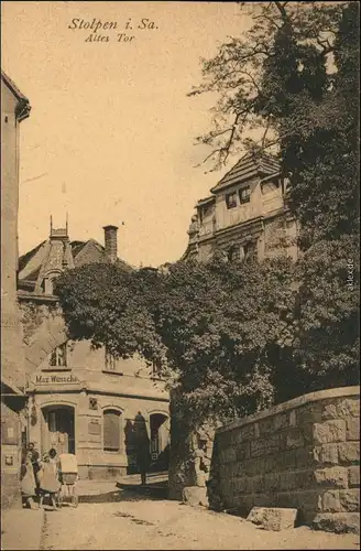 Ansichtskarte Stolpen Geschäft Max Wünsche - Altes Tor 1913 