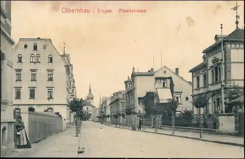 Ansichtskarte Olbernhau Partie in der Albertstrasse 1909 