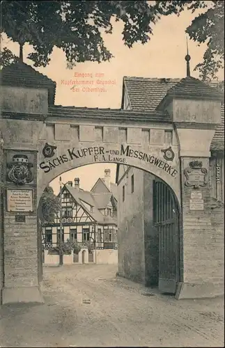 Kupferhammer-Grünthal-Olbernhau Eingang zum Kupferhammer Grünthal 1908 