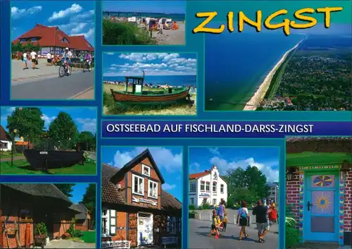 Ansichtskarte Zingst-Darss Strand, Luftbild, Fischerkutter, Radweg 1995