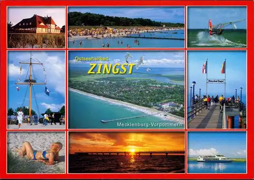 Ansichtskarte Zingst-Darss Luftbild, Strand, Seebrücke, Kurhaus 1995