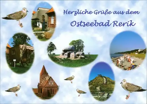 Ansichtskarte Rerik Kirche, Strand, Düne, Häuser 1995