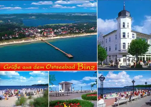 Ansichtskarte Binz (Rügen) Luftbild, Seebrücke, Konzertplatz, Strand 2003