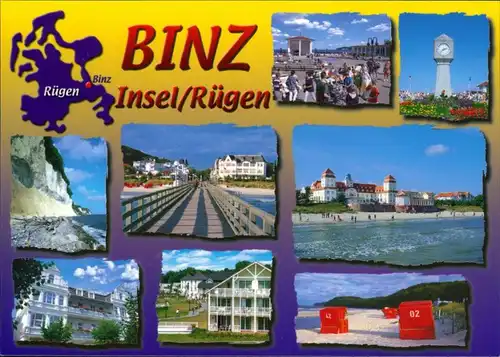Ansichtskarte Binz (Rügen) Konzertplatz, Seebrücke, Strand, Kurhaus 2003