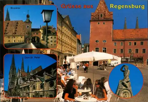 Ansichtskarte Regensburg Brücktor, Dom, Markt, Denkmal 1995