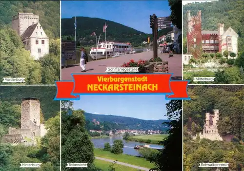 Neckarsteinach Vorderburg, Schiffanlegestelle, Mittelburg, Schwalbennest 1994