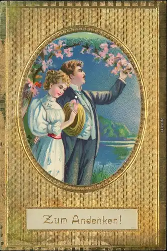 Ansichtskarte  Goldrahmen - Mann und Frau 1910 Goldrand
