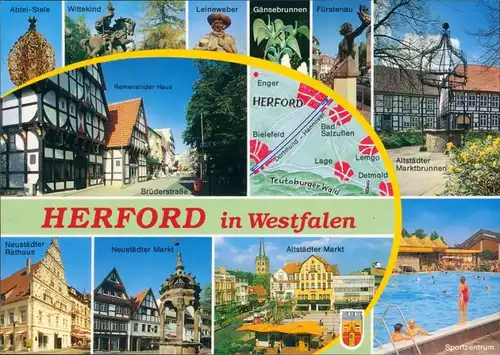 Herford Neustädter Rathaus, - Markt, Freibad, Brüderstraße, Denkmäler 1994