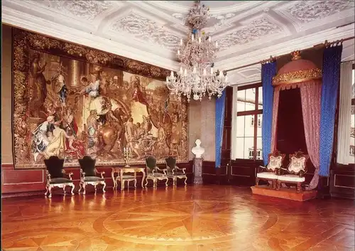 Detmold Fürstl. Residenzschloss - Gr. Königssaal mit Alexandergobelin 1986