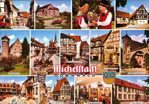 Ansichtskarte Michelstadt Diebsturm, Schloss Fürstenau, Rathaus, Markt 1980