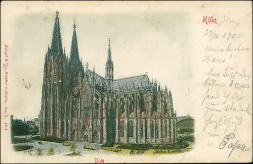 Ansichtskarte Köln Kölner Dom 1901 Prägekarte
