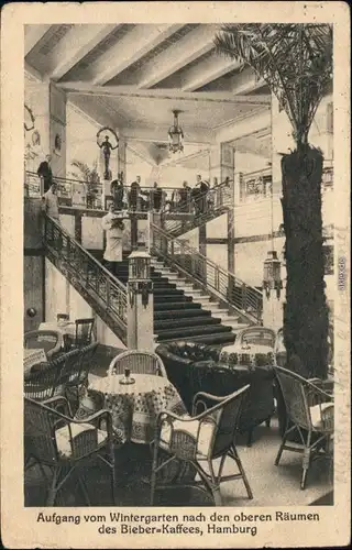 Ansichtskarte Altona-Hamburg Bieber Kaffee - Aufgang zum Wintergarten 1921