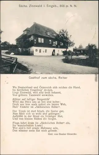 Zinnwald-Georgenfeld-Altenberg (Erzgebirge) Gasthof  Reiter - Gedicht 1909