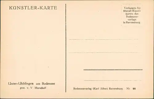 Ansichtskarte Unteruhldingen Künstlerkarte - Stadtpartie 1928 