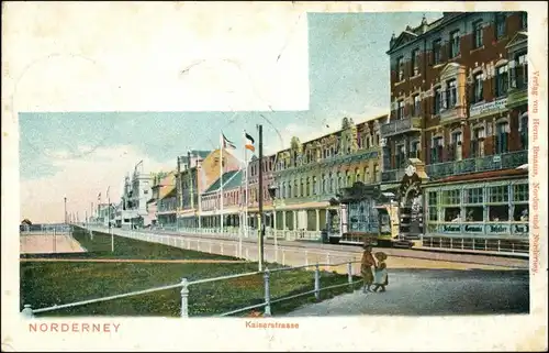 Ansichtskarte Norderney Partie in der Kaiserstrasse 1907 