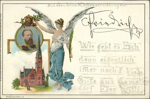 Hansaviertel-Berlin Kaiser Friedrich Gedächtnis Kirche, Künstlerkarte Engel 1897