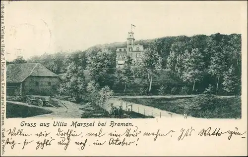 Ansichtskarte Bremen Gruss aus Villa Marssel 1907 