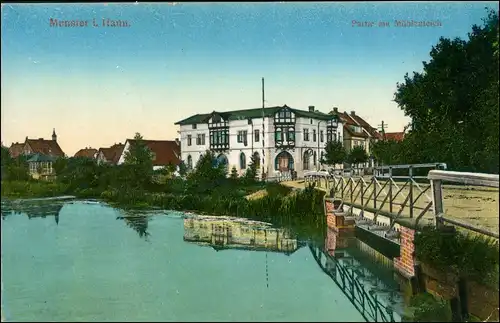 Ansichtskarte Munster (Örtze) Partie am Mühlenteich 1915