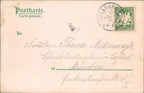 Ansichtskarte Augsburg Partie am Stadttheater 1903 