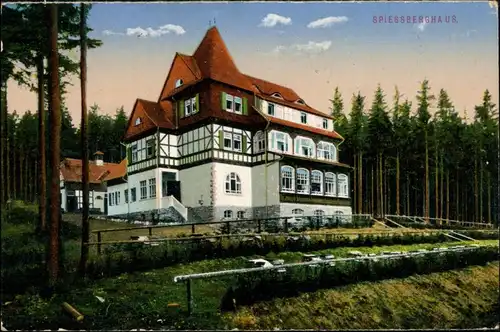 Ansichtskarte Friedrichroda Partie am "Spießberghaus" 1922 