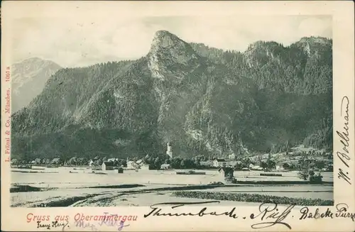 Ansichtskarte Oberammergau Blick auf die Stadt 1908 