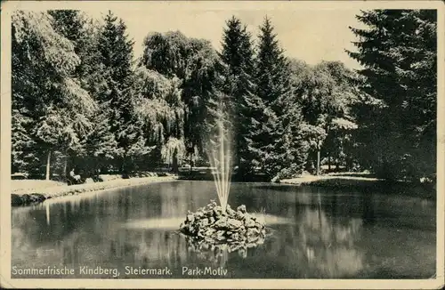 Ansichtskarte Kindberg Parkpartie Fontaine 1943 