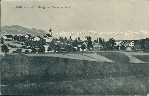 Ansichtskarte Wildsteig Blick auf die Stadt 1923 