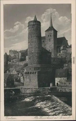 Ansichtskarte Bautzen Budyšin Alte Wasserkunst mit Spreewehr 1928
