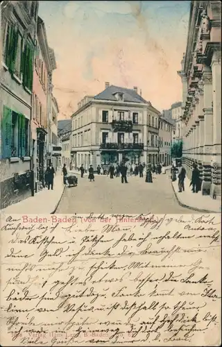 Ansichtskarte Baden-Baden Straßenpartie von der Hinterstadt 1903 