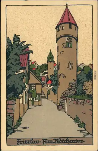 Ansichtskarte Fritzlar Straßenpartie am Bleichentor - Steindruck AK 1928 