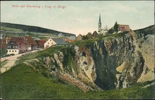 Ansichtskarte Altenberg (Erzgebirge) Blick auf die Stadt mit Binge 1908 