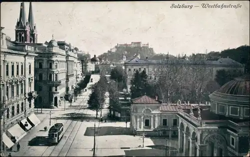 Ansichtskarte Salzburg Straßenbahn - Westbahnstraße 1912 