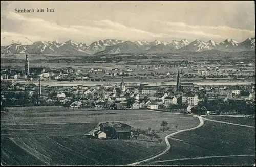 Ansichtskarte Simbach (Inn) Partie an der Stadt 1917 