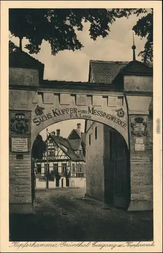 Kupferhammer-Grünthal-Olbernhau Straße - Eingang Kupferhammer Grüntal 1919 