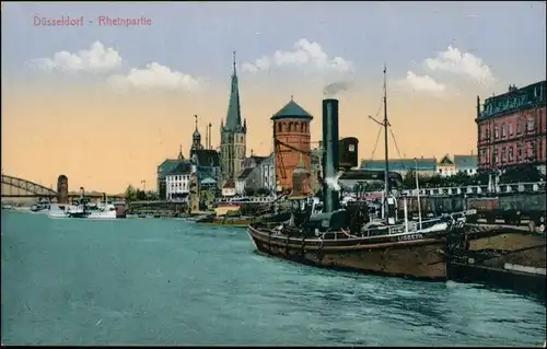 Ansichtskarte Düsseldorf Stadt, Rheinpartie - Dampfer Lisbeth 1919 