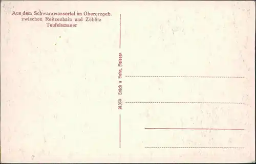Ansichtskarte Zöblitz Holzstabel, Schwarzwassergrund Teufelsmauer 1909 