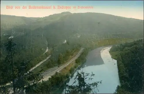 Ansichtskarte Zschopau Blick von der Bodemerkanzel - Zschopautal 1911 