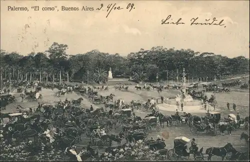 Postcard Buenos Aires Palmero El Corso Argentinia  1909