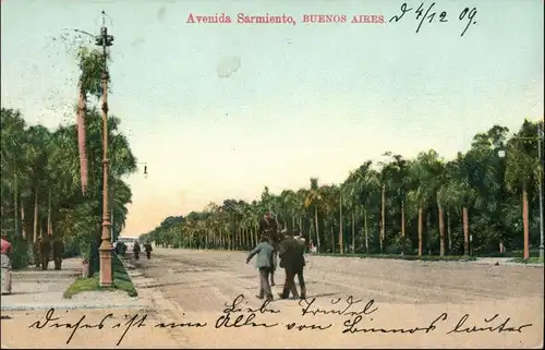 Postcard Buenos Aires Avenida Sarmiento Argentinia  1909