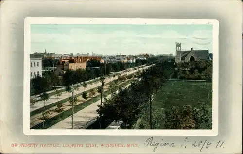 Postcard Winnipeg Broadway Avenue 1911 