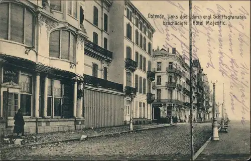 Ostende Oostende Straßenpartie beschädigtes Hotel Majestic 1915 Leporello