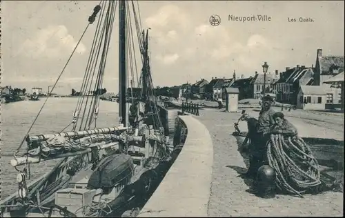 Postkaart Nieuport Nieuwpoort Straßenpartie an den Quais 1915 