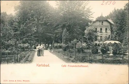 Postcard Karlsbad Karlovy Vary Cafe Freundschaftssaal 1908 