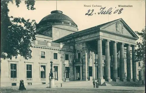 Ansichtskarte Wiesbaden Partie am Neuen Kurhaus 1908 