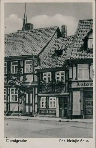 Ansichtskarte Wernigerode Kleinstes Haus der Stadt 1935