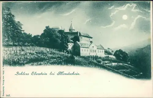 Ansichtskarte Gernsbach Schloss Eberstein bei Mondschein 1900