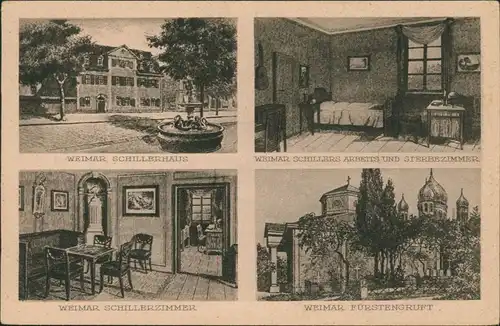 Ansichtskarte Weimar Schillerhaus - außen und innen 1924