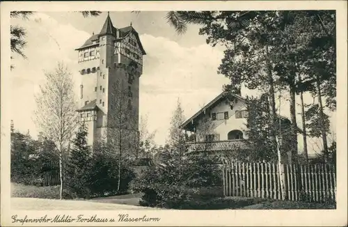 Ansichtskarte Grafenwöhr Militär-Forsthaus und Wasserturm 1932